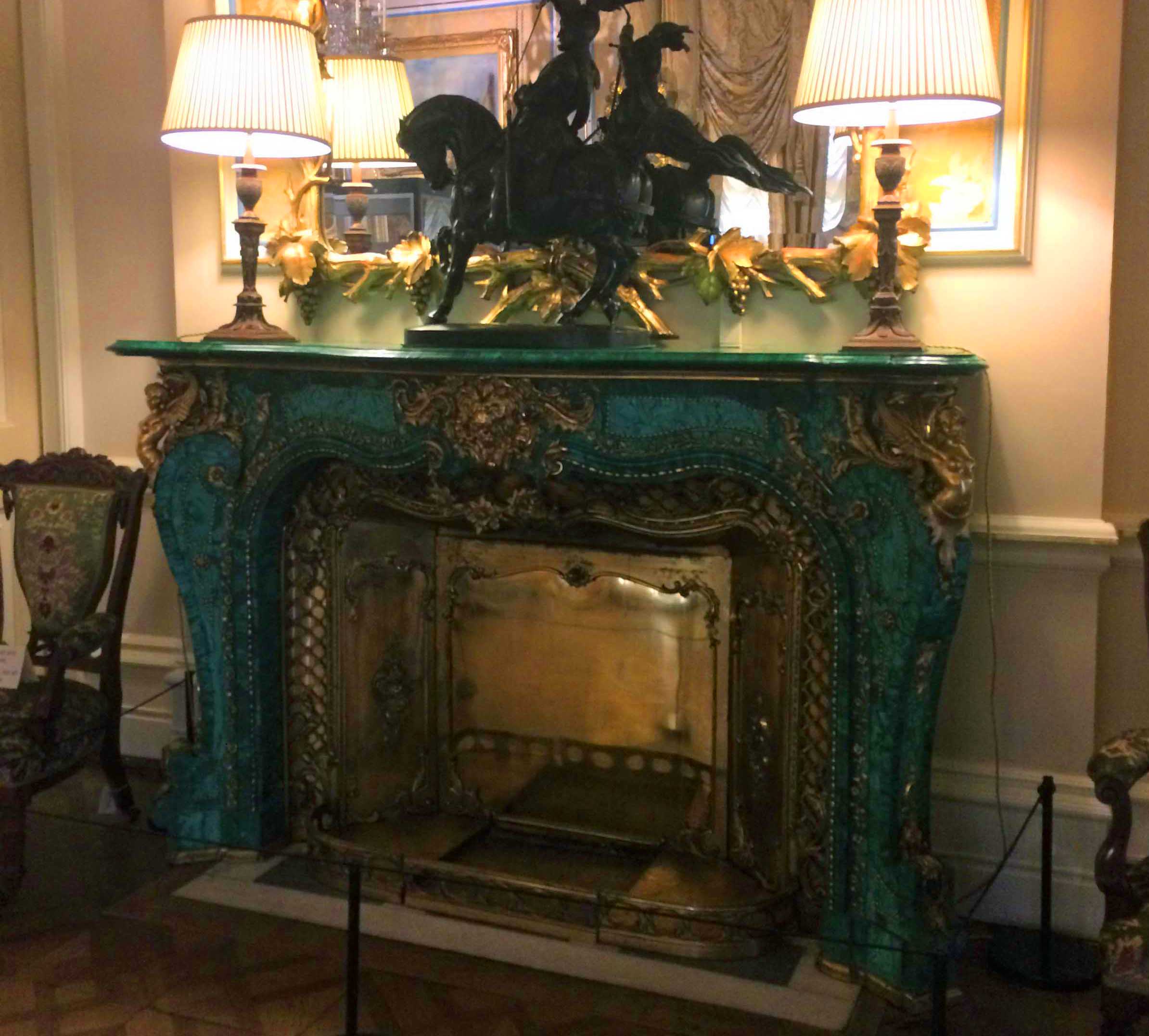 cliffe castle malachite fireplace